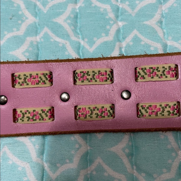 pink leather and floral ribbon statement belt main image 5